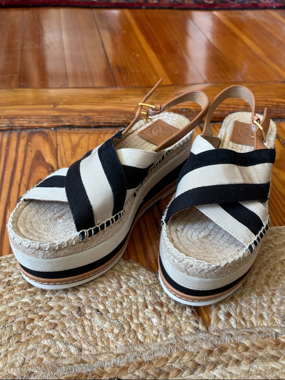 Tory Burch criss cross sling back platform